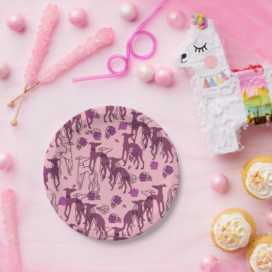 Greyhounds Garden Artwork Greyhound Rose Pappteller (Party)