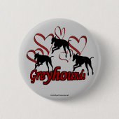 Greyhounds Hearts Silhouette Dog Lover Button (Vorderseite)