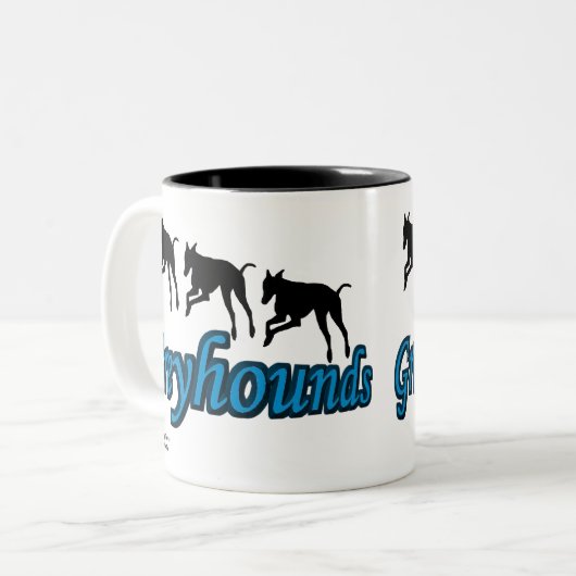 Greyhounds-Hund Lover laufen Zweifarbige Tasse (Vorderseite Links)