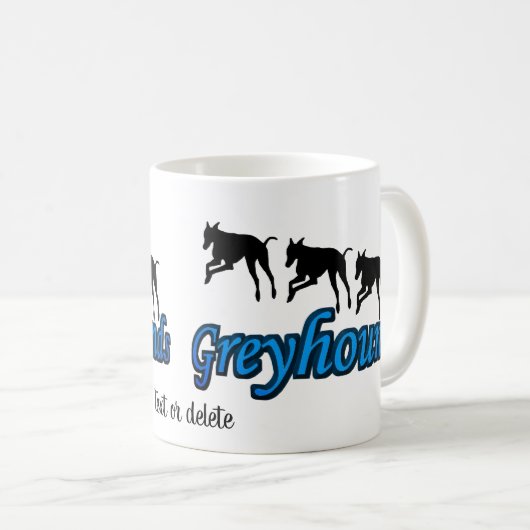 Greyhounds Hund Lover Personalisiert laufen Kaffeetasse (VorderseiteRechts)