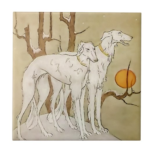 "Greyhounds in Winter" von Marjorie Miller Fliese (Vorderseite)