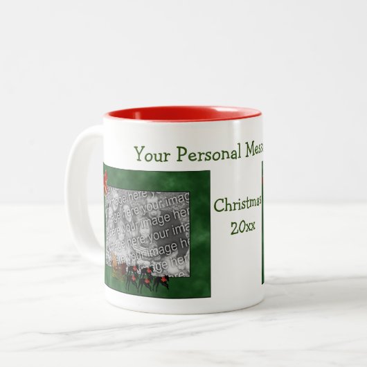 Greyhounds Pulling Sleigh Weihnachts-Foto Zweifarbige Tasse (Vorderseite Links)