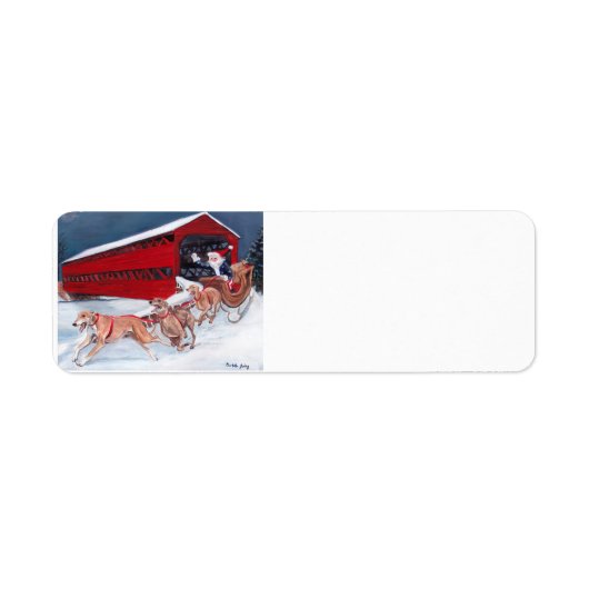 Greyhounds Santa Sleigh Dog Art Address Labels (Vorne)