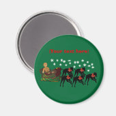 Greyhounds Sleigh Christmas Holiday Magnet (Vorderseite/Rückseite)