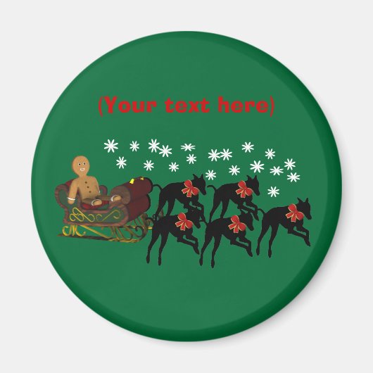 Greyhounds Sleigh Christmas Holiday Magnet (Vorne)