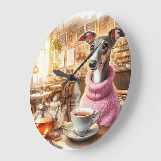 Greyhounds Tea Time Wall Clock Große Wanduhr (Winkel)
