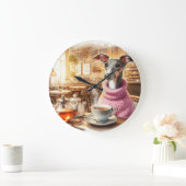 Greyhounds Tea Time Wall Clock Große Wanduhr (Zuhause)