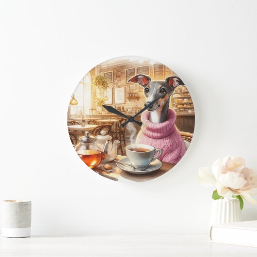 Greyhounds Tea Time Wall Clock Große Wanduhr (Zuhause)
