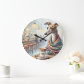 Greyhounds Tea Time Wall Clock Große Wanduhr (Zuhause)