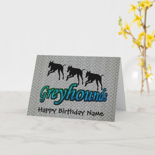 Greyhounds zum Personalisierten Geburtstag Karte (Gelbe Blume)