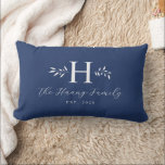Greyish Blue Personalized Family Name Monogram Lendenkissen<br><div class="desc">This design feature the family monogram,  name and year establish on the front and "Home Sweet Home" on the back. This simple stylish pillow is a perfect additional to your family room decoration. It is also a perfect gift for house warming,  newlywed couple and family gift.</div>