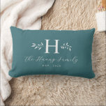 Greyish Turquoise Personalized Last Name Monogram Lendenkissen<br><div class="desc">This design feature the family monogram,  name and year establish on the front and "Home Sweet Home" on the back. This simple stylish pillow is a perfect additional to your family room decoration. It is also a perfect gift for house warming,  newlywed couple and family gift.</div>