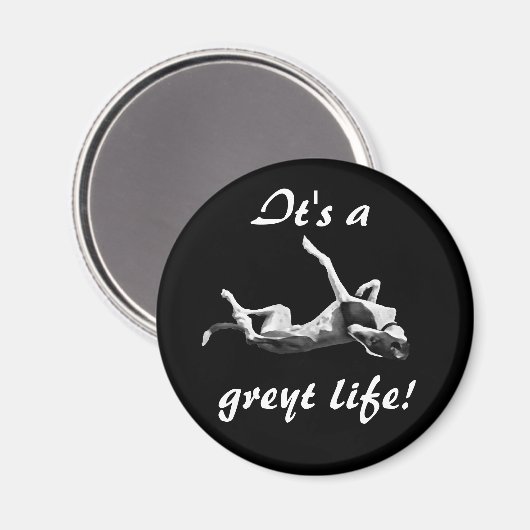 Greylife Greyhound Magnet schwarzer Hintergrund (Vorderseite/Rückseite)