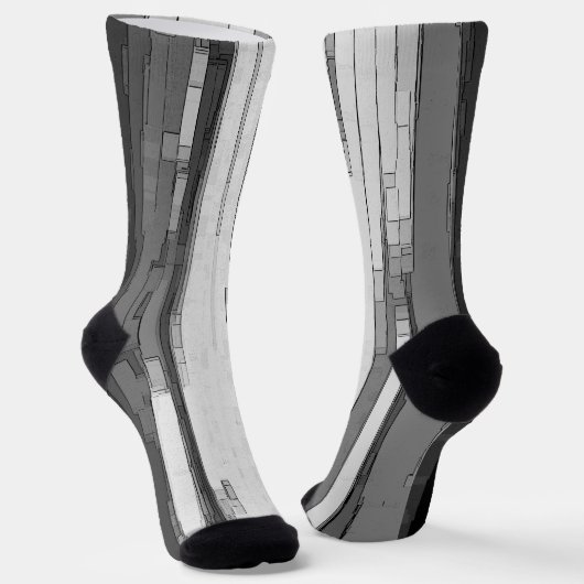 Greyscale Abstract B&W Art  Socken (Gewinkelt)