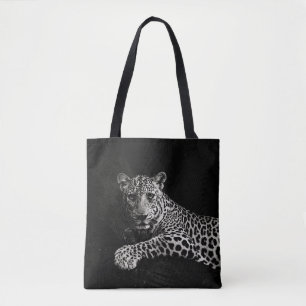 GREYSCALE FOTO VON LYING LEOPARD TASCHE