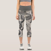 Greyscale Geometrie Capri Leggings (Vorderseite)