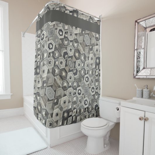 Greyscale Geometrie Duschvorhang (Beispiel)