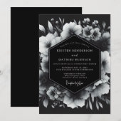 Greyscale Nocturne Bloom Hochzeit Einladung (Vorne/Hinten)