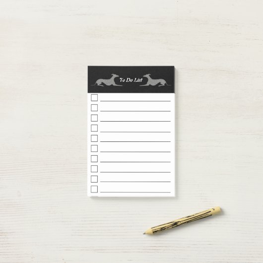 Greyt Greyhound Do List Post-it Klebezettel (Auf Schreibtisch)