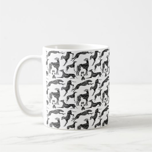 Greyt Greyhound Marble Silhouetten Kaffeetasse (Links)