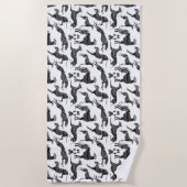Greyt Greyhound Marble Silhouetten Strandtuch (Vorderseite)