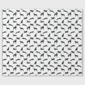 Greyt Greyhound Silhouetten - Schwarz auf Weiß Geschenkpapier (Flach)