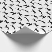 Greyt Greyhound Silhouetten - Schwarz auf Weiß Geschenkpapier (Ecke)