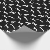 Greyt Greyhound Silhouetten - Weiß auf Schwarz Geschenkpapier (Ecke)