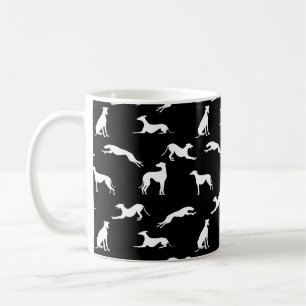 Greyt Greyhound Silhouetten - Weiß auf Schwarz Kaffeetasse
