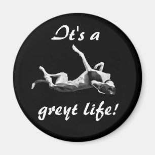 Greyt Lebenwindhundmagnetschwarzhintergrund Magnet