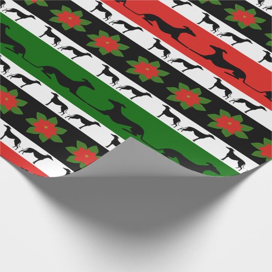Greyt Windhund-Weihnachten Geschenkpapier (Ecke)