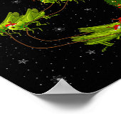 Grhopper Santa Sleigh Flying Funny Magical Christm Poster (Ecke)