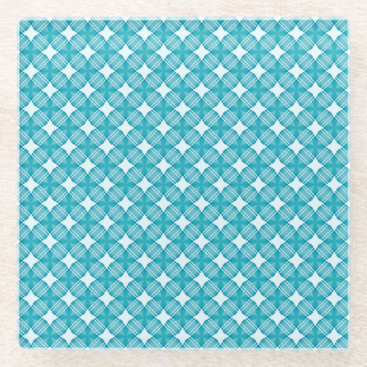 Grid and Stars Gingham Pattern Glasuntersetzer (Vorderseite)