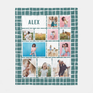 Grid aquamarin 12 Foto moderne minimale abstrakt Fleecedecke