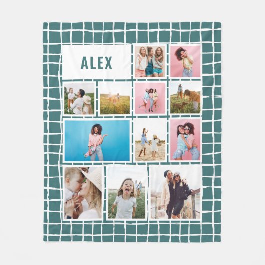 Grid aquamarin 12 Foto moderne minimale abstrakt Fleecedecke (Vorderseite)