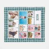 Grid aquamarin 12 Foto moderne minimale abstrakt Fleecedecke (Vorderseite (Horizontal))