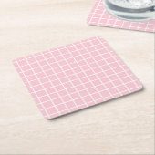 Grid Baby Pink und White Minimalistisch Karo Rechteckiger Pappuntersetzer (angewinkelt)