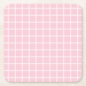 Grid Baby Pink und White Minimalistisch Karo Rechteckiger Pappuntersetzer (Vorderseite)