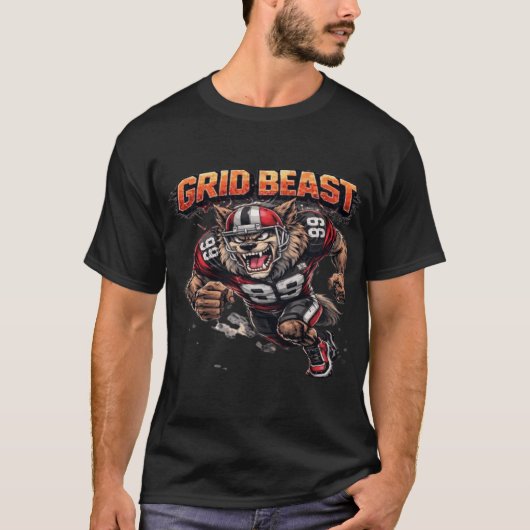Grid Beast American Football Player Graphic T-Shirt (Vorderseite)