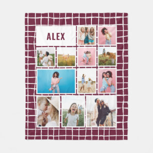 Grid Burgundy 12 Foto modern minimalistisch abstra Fleecedecke
