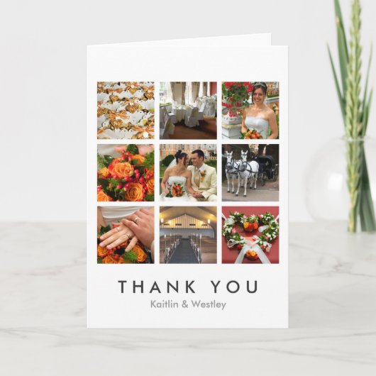 Grid Collage 9 Foto benutzerdefinierte Erinnerunge Dankeskarte (Vorderseite)