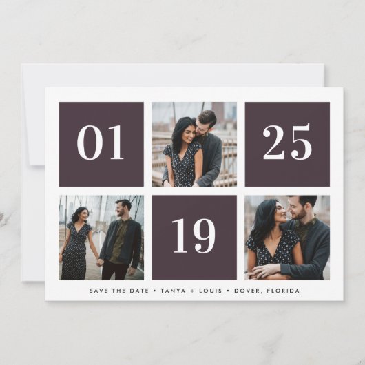 Grid Collage Multi Foto Wedding Save The Date (Vorderseite)