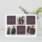 Grid Collage Multi Foto Wedding Save The Date (Stehend Vorderseite)