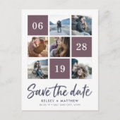 Grid Collage | Photo Save the Date Ankündigungspostkarte (Vorderseite)