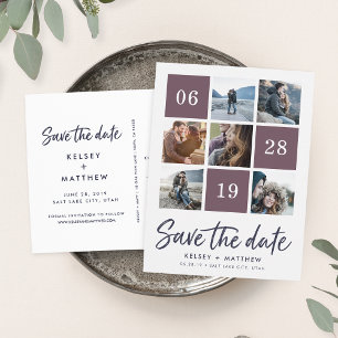 Grid Collage   Photo Save the Date Ankündigungspostkarte
