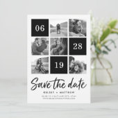 Grid Collage | Schwarzweiß-Foto Save the Date (Stehend Vorderseite)