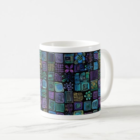 Grid-Design für abstrakte geometrische Pflanze Kaffeetasse (VorderseiteRechts)
