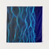 Grid dots Abstract landscape background. Cyberspac Wandteppich (Vorderseite (Horizontal))