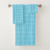 Grid Light Blue und White Badhandtuch Set (Insitu)