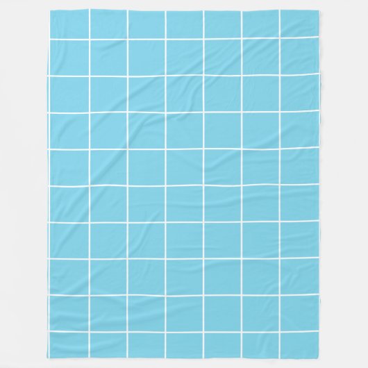 Grid Light Blue und White Fleecedecke (Vorderseite)